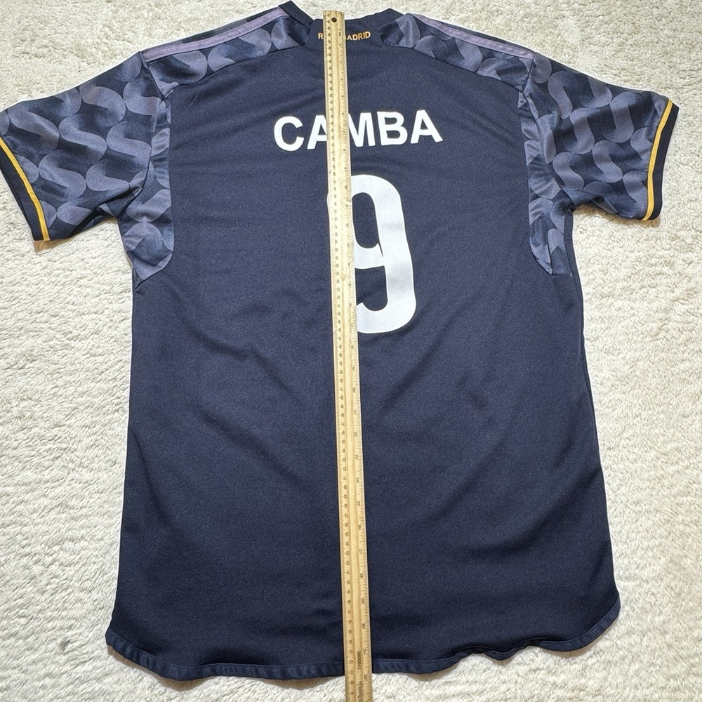 Real Madrid Adidas Soccer Jersey Camba #9 Emirates Fly Better Dark Blue - Picture 5 of 6